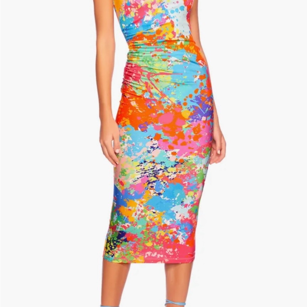 Susana Monaco Splatter Print Midi Tube Dress